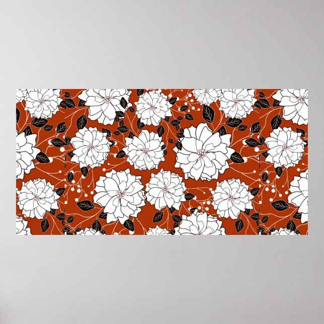 Poster Convite ou cartão de casamento com ba floral abstr (Frente)