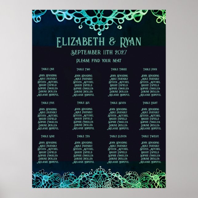Poster Convite para Casamento de Locais Elegante (Frente)