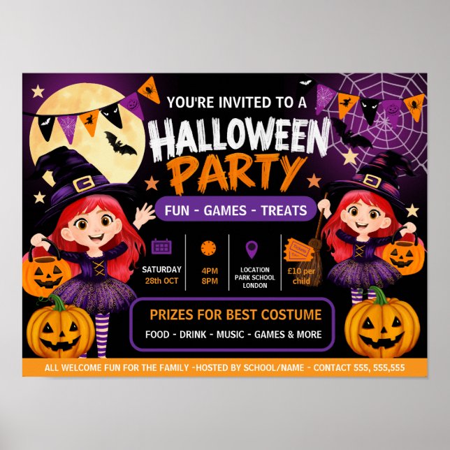 Poster Convite para Festa de Halloween para Crianças | As (Frente)