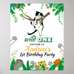 Poster Convite para primeiro aniversario de Gatinho Gatin