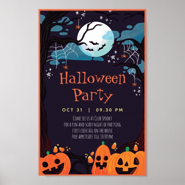 Poster Convite Personalizado de Festa de Halloween (Frente)