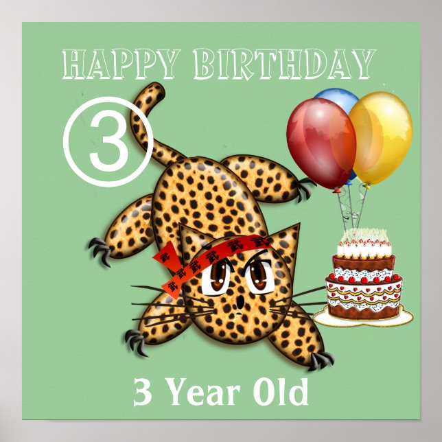 Póster Convites de aniversário do Ultra Cute Leopard Safa (Frente)