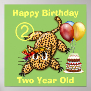 Póster Convites de aniversário do Ultra Cute Leopard Safa