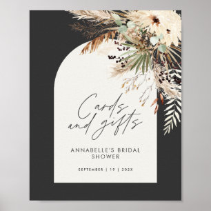 Poster Convites e presentes boho para chá de panela com o
