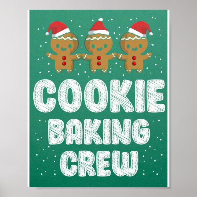 Poster Cookie Baking Crew Camisa Natal Família Gingerbr (Frente)