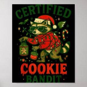 Poster Cookie Bandit Certificado, Luzes de Natal Engraçad