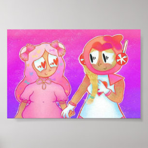 Poster Cookie cor-de-rosa X algodão doce cookie