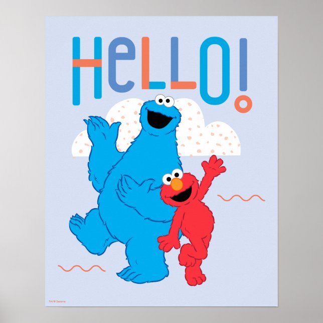 Poster Cookie Monster & Elmo Olá! (Frente)