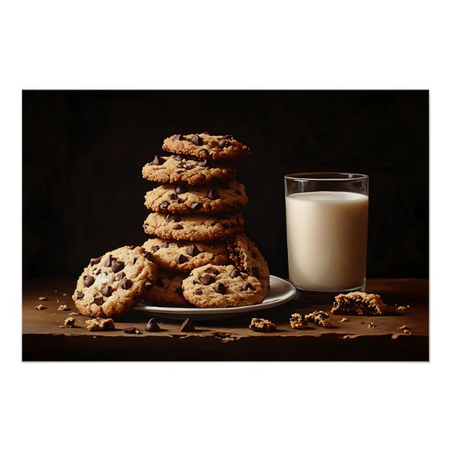 Póster Cookies Chip de Chocolate e Pintura de Leite (Frente)