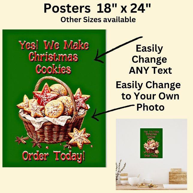 Poster Cookies de Natal Totalmente Editáveis (Criador carregado)