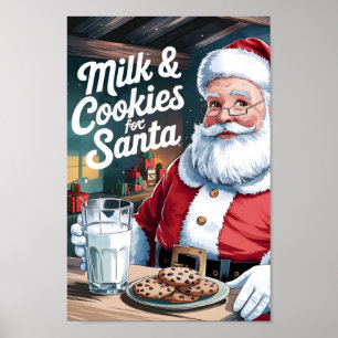 Poster Cookies e Leite para Papais noeis Tipografia Muro