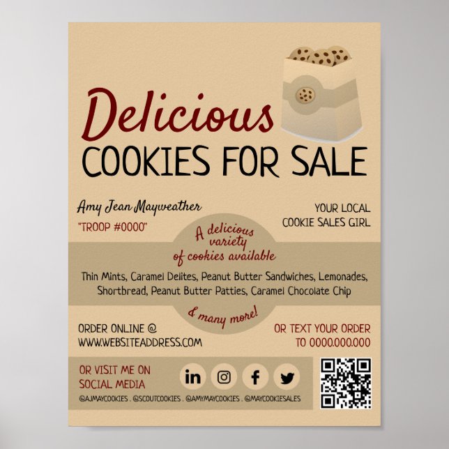 Poster Cookies em Saco, Cookie Sales Fundraising (Frente)
