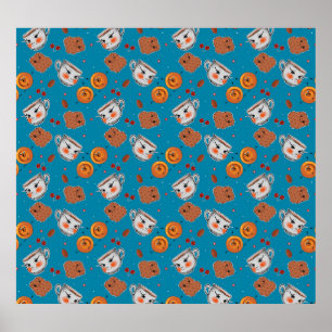 Poster Cookies, pães: padrão de fundo azul