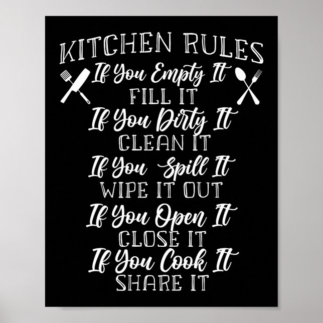 Poster Cooking Kitchen Chef Kitchen Rules If You Empty It (Frente)