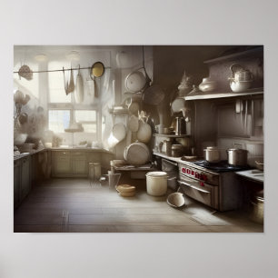 Poster Cook's Kitchen Scene Digital Art