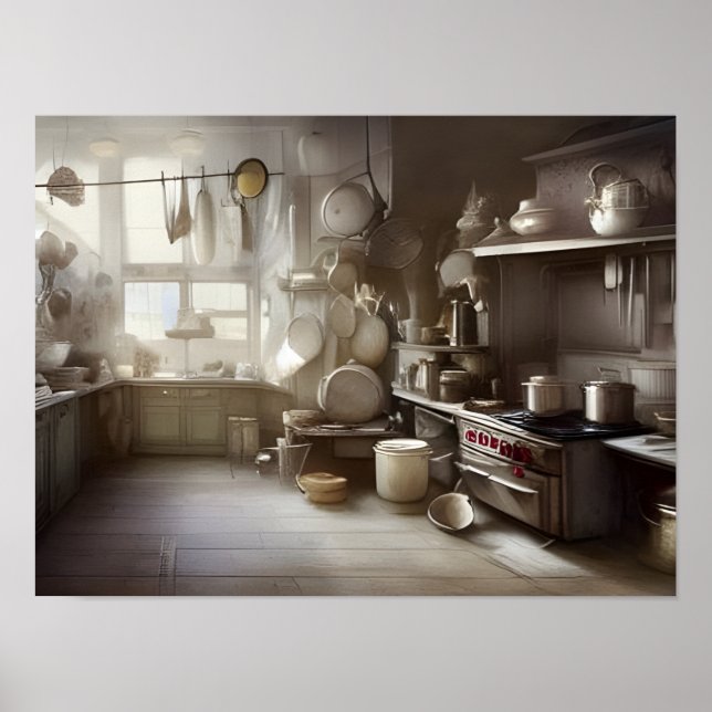 Poster Cook's Kitchen Scene Digital Art (Frente)