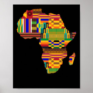 Poster Cool Africa Map Kente Cloth For Wo African Lover