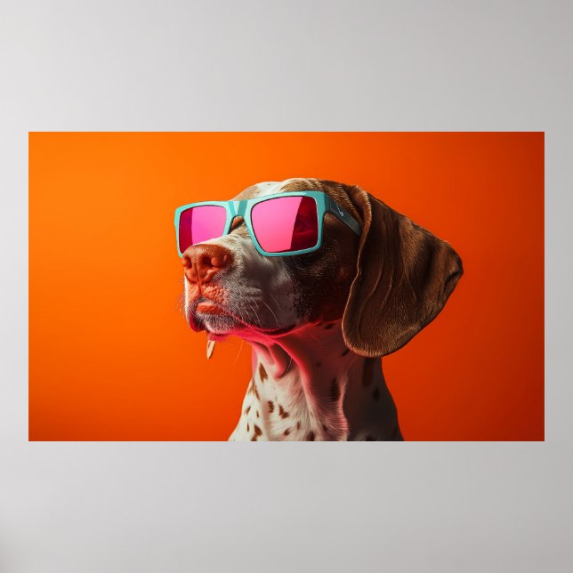 Poster Cool Bracco italiano dog with sunglasses (Frente)