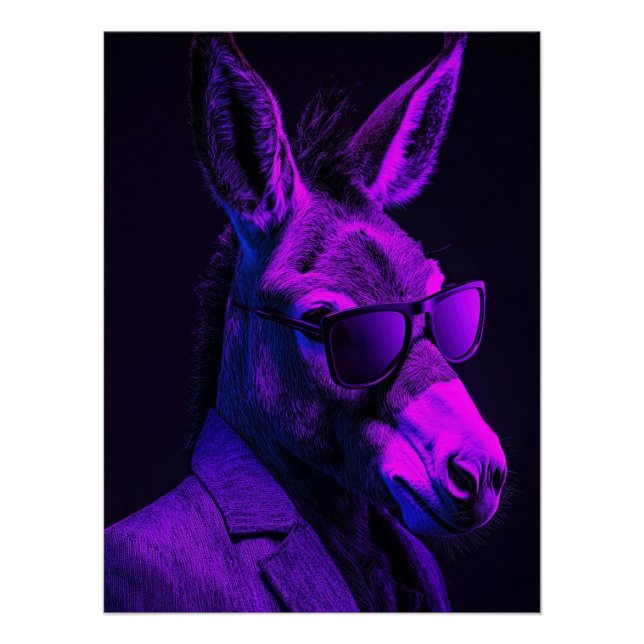Póster Cool Donkey with Sunglasses and Neon Suit Urban (Frente)