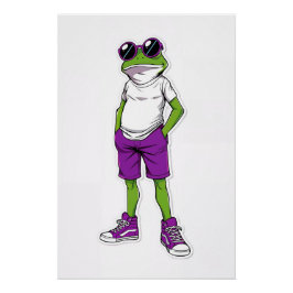 Póster Cool Frog Poster – Funny Glasses Frog Kids WallArt