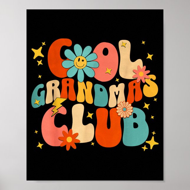 Poster Cool Grandmas Club Groovy Retro Funny New Grandma  (Frente)