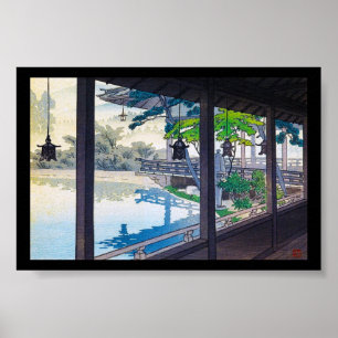 Póster Cool japanese garden lake mountain scenery