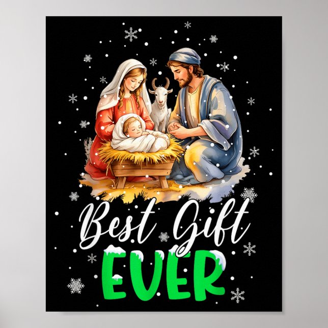 Poster Cool Jesus Nativity Scene Christian Best Ever Chri (Frente)
