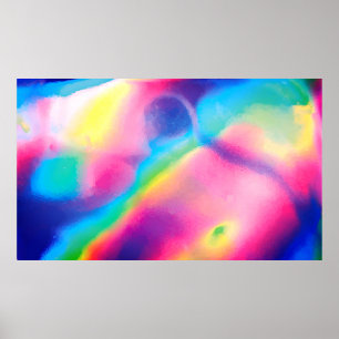 Poster Cool Neon Unicorn Holographic Background