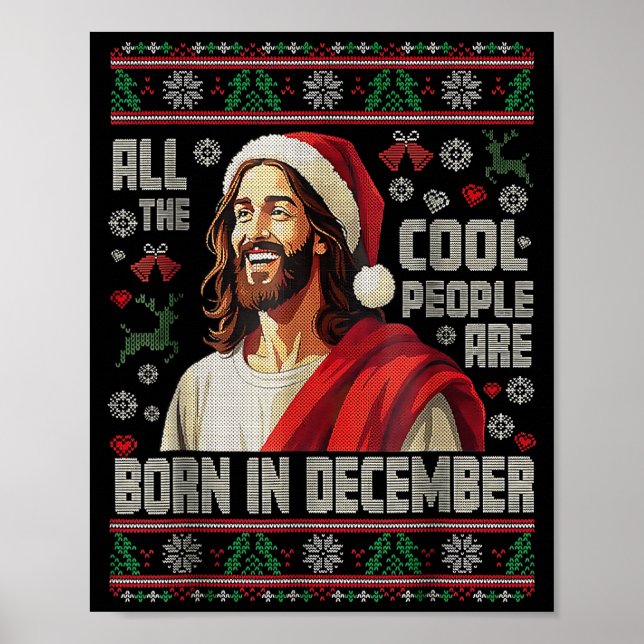 Poster Cool People Are Born In December Christian Christm (Frente)