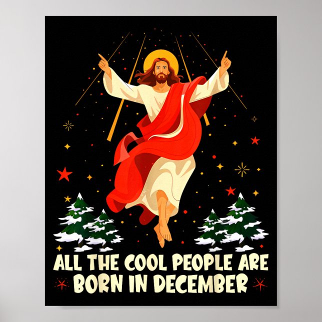 Poster Cool People Are Born In December Christian Christm (Frente)