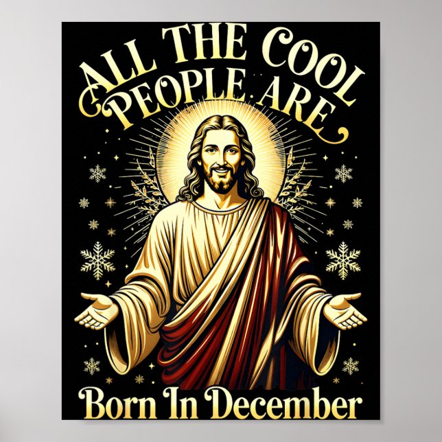 Poster Cool People Are Born In December Christian Christm (Frente)