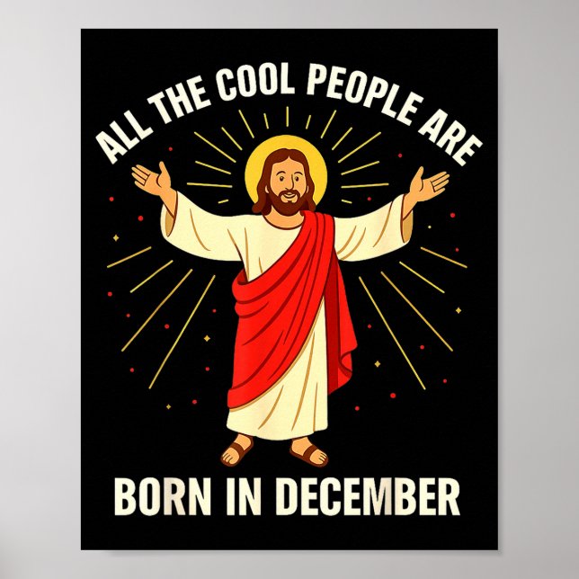 Poster Cool People Are Born In December Christian Christm (Frente)