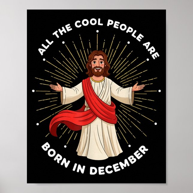 Poster Cool People Are Born In December Christian Christm (Frente)