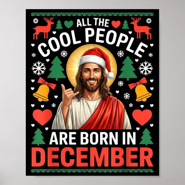 Poster Cool People Are Born In December Christian Christm (Frente)