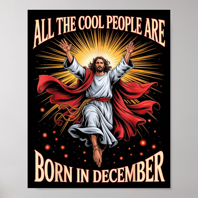 Poster Cool People Are Born In December Christian Xmas Bi (Frente)