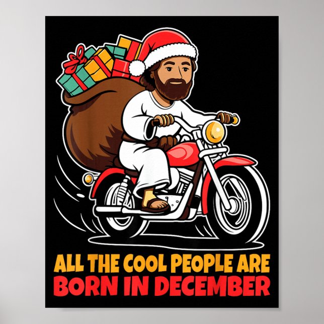 Poster Cool People Are Born In December Jesus Christmas C (Frente)