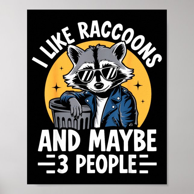 Poster Cool Raccoon Tee For Men Women Kids Racoon Raccoon (Frente)