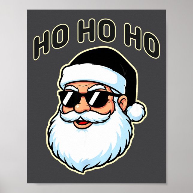 Poster Cool Santa In Black Hat Sungles Graphic 2  (Frente)