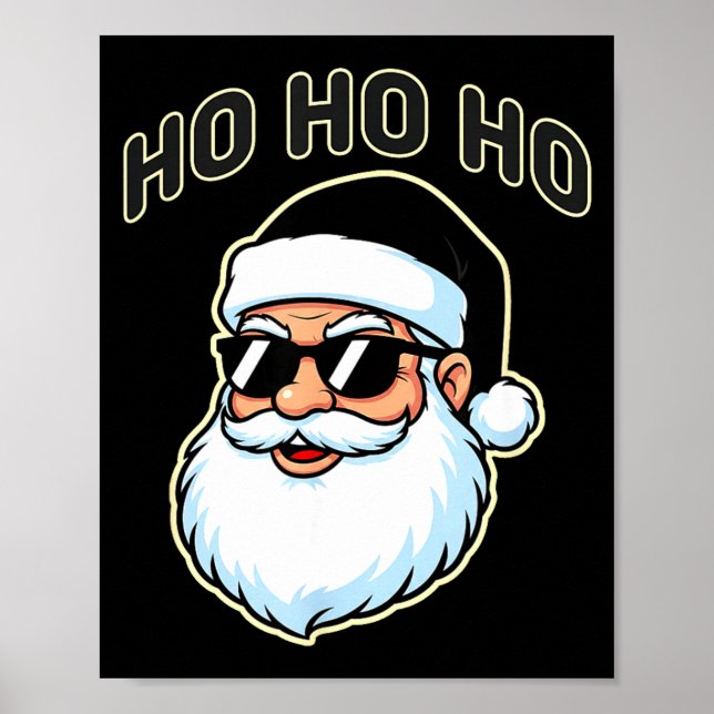 Poster Cool Santa In Black Hat Sungles Graphic 2  (Frente)