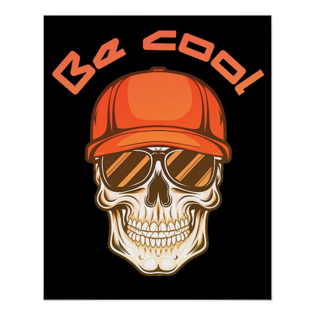 Póster Cool Skull with Cap and Sunglasses (Frente)