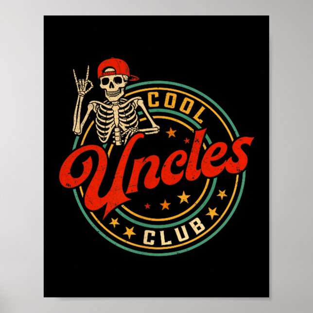 Poster Cool Uncles Club Shirt Retro Funny Skeleton New Un (Frente)