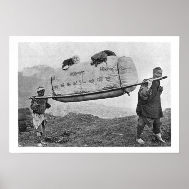 Póster Coolies carregando algodão, 1901 (foto b/w) (Frente)