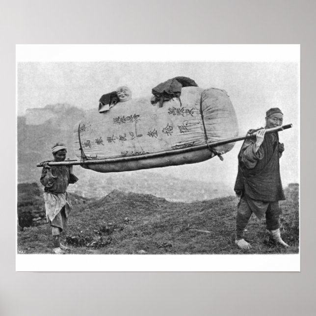 Póster Coolies carregando algodão, 1901 (foto b/w) (Frente)