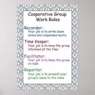 Poster cooperativo das regras de trabalho do grupo