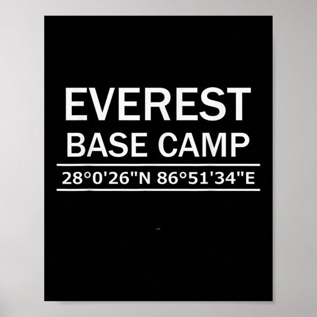 Poster Coordenadas da Base do Monte Everest (Frente)