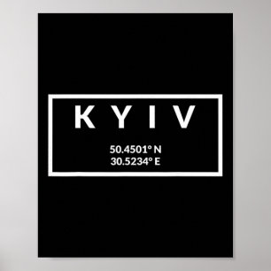 Poster Coordenadas da Capital da Ucrânia - Kyiv 1