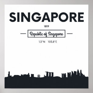 Póster Coordenadas da cidade de Singapore, China  