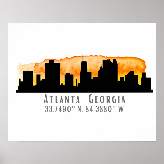 Poster Coordenadas do Mapa da Cidade de Atlanta (Frente)