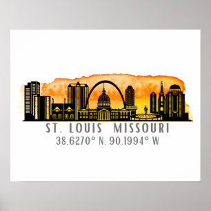Poster Coordenadas do Mapa de Louis Skyline