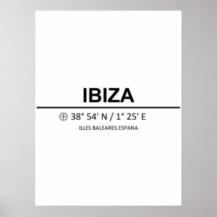 Poster Coordenadas Ibiza